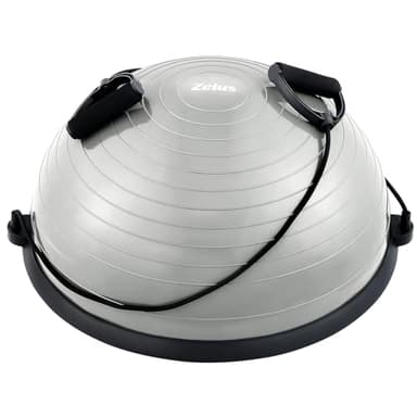 ZELUS Balance Ball Trainer Half Yoga Exercise Ball with Resistance Bands and Foot Pump for Yoga Fitness Home Gym Workout (Gray) - Image 1