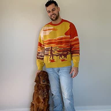 SINAR Men's Casual 100% Cotton Sweater Loose Crew Neck Knitwear Winter Pullover Knit Sweater (as1, Alpha, x_l, Regular, Regular, Golden01) - Image 4