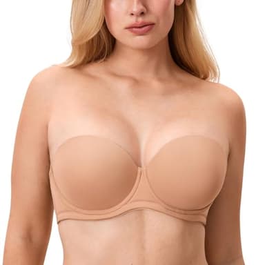 DELIMIRA Women's Underwire Contour Multiway Full Coverage Strapless Bra Plus Size Barely Buff 38G - Image 1