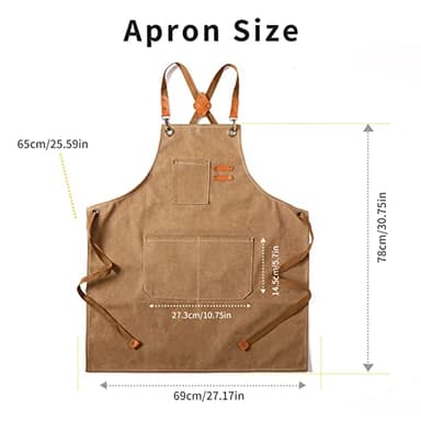 Tosewever Canvas Cross Back Chef Apron for Men Women with Adjustable Straps Large Pockets, Waterdrop Kitchen Heavy Duty Cotton Aprons for Tool Cooking BBQ Artist, M to XXL (Cappuccino Brown) - Image 7