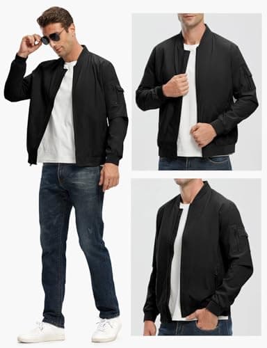 Rdruko Men's Windbreaker Lightweight Bomber Jacket Causal Fashion Light Jacket(Black, US M) - Image 7
