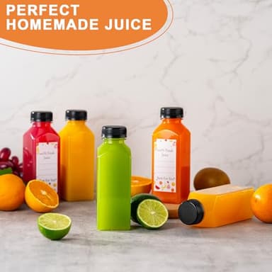 BOOMIBOO Juice Bottles with Caps 10Pcs 12oz, Plastic Bottleswith Caps, Clear Reusable Water Bottle, Used for Juicing Bottles, Smoothie Bottle, Juice Containers - with 10Pcs Labels & Bottle Brush - Image 6