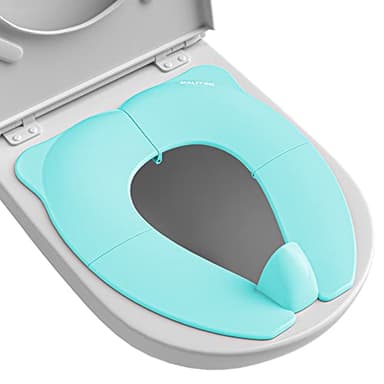Maliton Travel Potty Seat for Toddler & Kid Travel, Portable Foldable Potty Seat with Storage Bag, Non-Slip Potty Training Toilet Seat Cover wth Splash Guard (Aqua Green) - Image 1