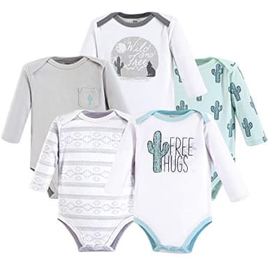 Yoga Sprout Cotton Bodysuit, 5 Pack, Free Hugs, 9-12 Months