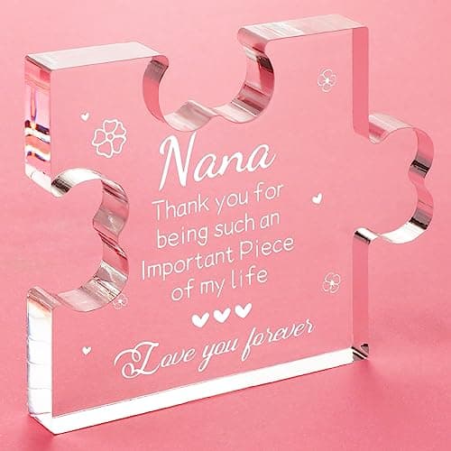 Funnli Nana Gifts Acrylic Puzzle Plaque, Nana Birthday Gifts - Christmas Anniversary Mothers Day Birthday Gifts for Nana Grandma Grammy Grandmother 3.35 x 2.76 Inch Desk Decorations - Image 1