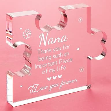 Funnli Nana Gifts Acrylic Puzzle Plaque, Nana Birthday Gifts - Christmas Anniversary Mothers Day Birthday Gifts for Nana Grandma Grammy Grandmother 3.35 x 2.76 Inch Desk Decorations - Image 1