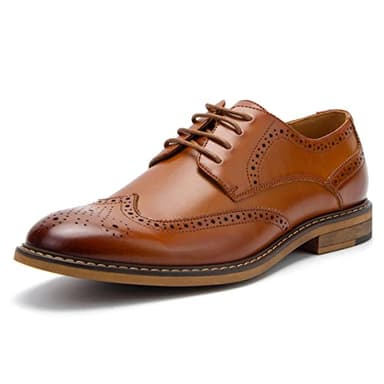 Temeshu Men's Dress Shoes Casual Oxford Shoes Business Formal Shoes DS09 Brown 13 - Image 1