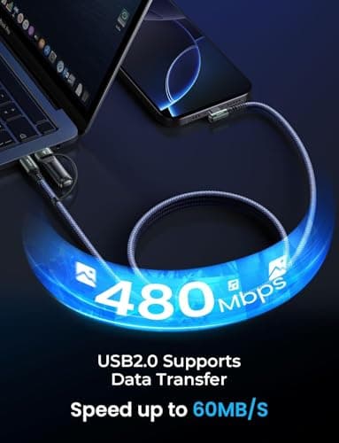 AINOPE for iPhone 17 Charger USB C Cale with USB to USB C Adapter,60W Type C Charger Fast Charging Cable for iPad 2-𝑷𝒂𝒄𝒌 6.6FT Right Angle Carplay Cable Fit iPhone 17 16 15 Air Pro Samsung - Image 9