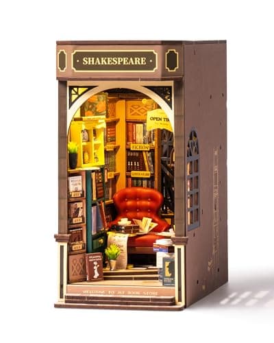 Rolife DIY Book Nook Kit 3D Wooden Puzzles for Adults 8.6" Bookstore Miniature House Kit Booknook Bookshelf Insert Decor with LED Lights Craft Kits Family Project Gifts for Girls Boys - Image 1