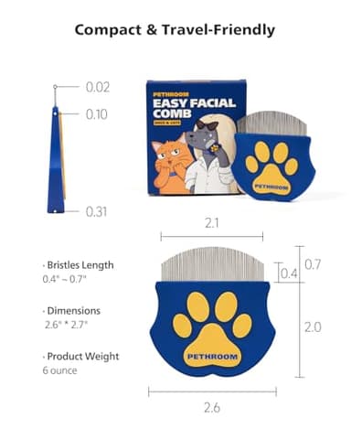 [PETHROOM] Professional Eye Comb for Pets | Stainless Steel Tear Stain Remover for Cats & Dogs | Gentle Round-Head Grooming Tool | Compact & Portable for Eye Gunk Removal - Image 9