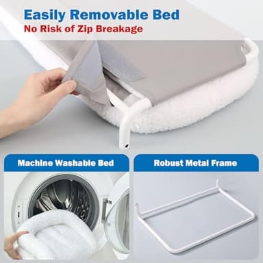 Zakkart Foldable Cat Hammock for Window - Cordless, Embeded Machine Washable Bed, Robust Metal Frame - Cat Window Perch for Large Cats and Kittens (White Bolster Bed, Medium) - Image 5