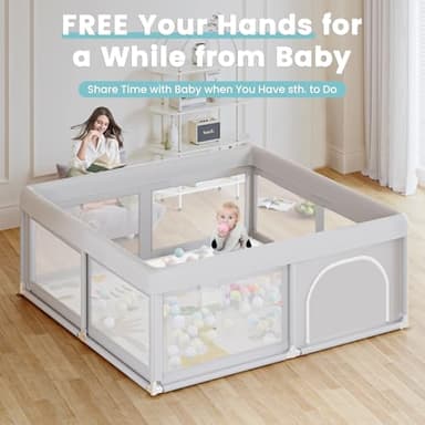 Hiaksedt 50 x 50 inch Baby Playpen with Mat Small Playpen for Babies and Toddlers Baby Fence Playards - Image 2