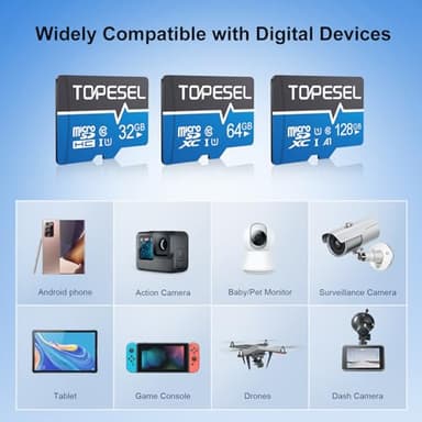 TOPESEL 5-Pack 32GB Micro SD Card Class 10 Micro-SDXC Memory Card UHS-I, High Speed Flash TF Card for Security Camera/Smartphone/Drone/Dash Cam/Tablet/PC, C10, U1, 32GB 5Pack - Image 7