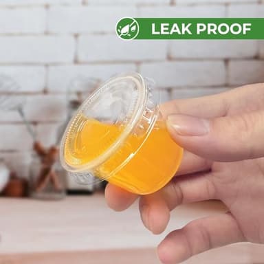 biocean Plastic Portion Cups with Lids (1oz-100CT) Jello Shot Cups with Lids Jello Shot Cups Condiment Cups Salad Dressing Containers for Jams, Honey, Sauce - Image 3