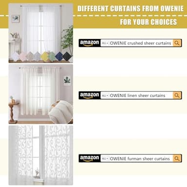 OWENIE Sheer Curtains 84 inch Length, Ivory Sheer Cutains 2 Panels Set for Bedroom/Living Room, Rod Pocket Voile Fimly Drapes, 2pcs, Each 42" W x 84" L - Image 5