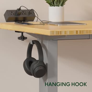 FLEXISPOT EN2 Whole-Piece Bamboo Standing Desk with Clamp Power Strip, 55 x 28 Electric Stand Up Height Adjustable Desk with Cable Management (Grey Frame + 55" Bamboo Top, 2 Packages) - Image 7