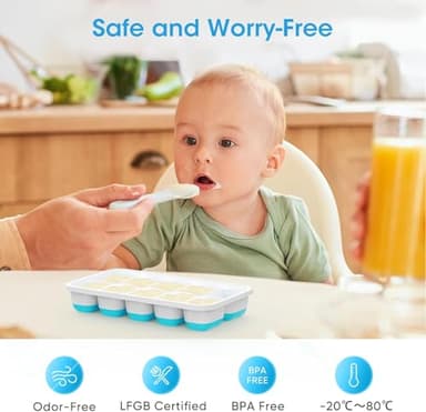 DOQAUS Ice Cube Tray with Lid and Bin, 4 Pack Silicone Plastic Ice Cubes Trays for Freezer with Box/Container, Stackable with Storage Iced Bucket Kits, Scoop, for RV, Soup, Food, Cocktail, Coffee - Image 2