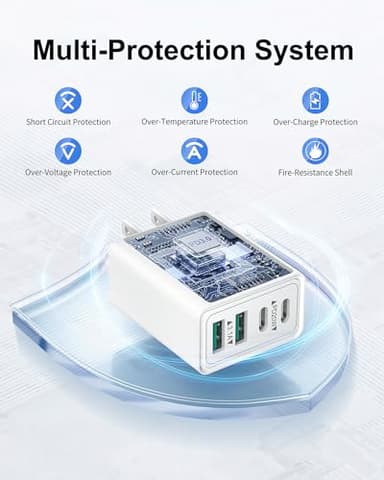 USB C Charger Block 40W, 2Pack 4-Port Type C Charger Fast Charging Block Dual USB-C Power Adapter & Double USB Wall Plug Multiport Cube USBC Brick for iPhone 16 15 14 13 12 11 Pro Max, Samsung - Image 4