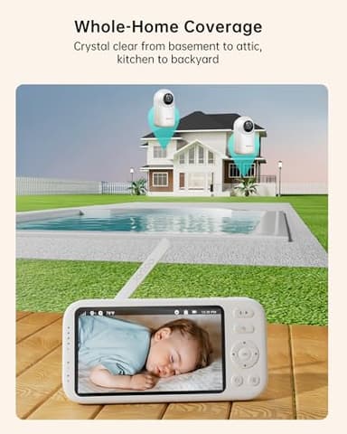 Jartoo 2K Video Baby Monitor with 2 Cameras and Audio, Long Range Baby Monitor No WiFi, 5.5" Split Display, VOX - AI Cry Detect, ANR, IR Night Vision, 2-Way Audio, 6000mAh - Image 3