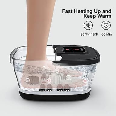 HOSPAN Collapsible Foot Spa with Heat, Bubble, Red Light, and Temperature Control, Foot Bath Massager with 8 Shiatsu Massage Rollers, Pedicure Foot Spa for Relaxation and Stress Relief, Black - Image 3