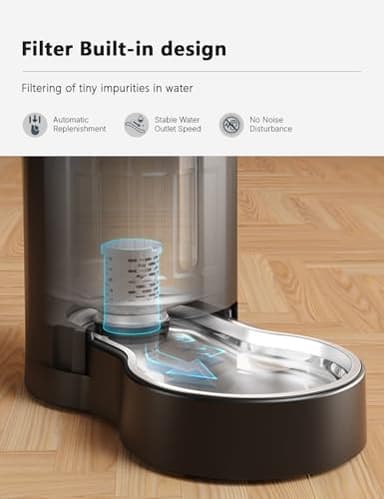 CZPET Automatic 7L FilterDog and Cat Water Dispenser with Stainless Steel Bowl Gravity Waterer,Large Capacity and Drinking Area Noise-Free for Pets - Image 4