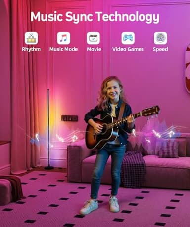 BWGZH Corner Floor Lamp, Smart RGB LED Corner Lamp with Music Sync and 16 Million DIY Colors, App & Remote Control, Color Changing Standing Lamp for Bedroom, Living Room and Gaming Room - Image 3