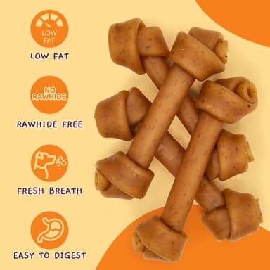 Jungle Calling Rawhide Free Dog Treats, Peanut Butter Bones, 6.5'' Pet Chews for Medium and Large Dogs,Digestible Chewing Snacks,4 Count (Pack of 1) - Image 2
