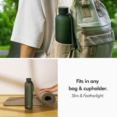 KIVY Slim Water Bottle 32oz [Lightweight & Shatterproof] Fits Backpack & Cupholder for Travel, Sports, School, Gym - Dark green water bottle no straw - Gym water bottle screw top - Dishwasher Safe - Image 3
