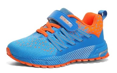 KUBUA Kids Sneakers for Boys Girls Running Tennis Shoes Lightweight Breathable Sport Athletic Blue Orange A Size US 13 Little Kid - Image 2