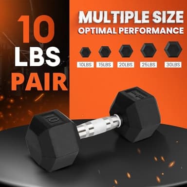 Yes4All Cast Iron - Chrome Grip Hex Dumbbell - 10 lbs - Pair - Image 3