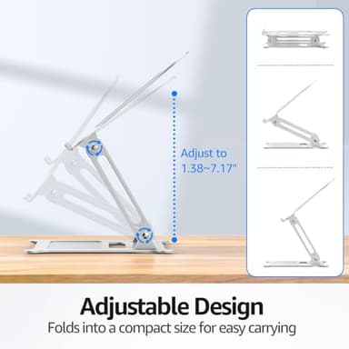 Urmust Laptop Notebook Stand Holder Adjustable Ultrabook Stand Riser Portable Compatible with MacBook Air Pro HP Dell XPS Lenovo All laptops 10-15.6"(Silver) - Image 4