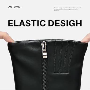 Choiran Black Knee High Boots for Women - Wide Calf Platform Tall Boots Square Toe Chunky Block Heeled Gogo Boots B 8.5 - Image 2