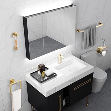 Brushed Gold Bathroom Towel Bar Holder Sets Premium Stainless Steel 4-Piece Bathroom Hardware Set Wall Mounted Bathroom Toilet Paper Holder with Shelf Set. - Image 8