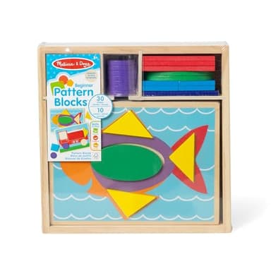 Melissa & Doug Beginner Wooden Pattern Blocks Educational Toy with 5 Double-Sided Scenes and 30 Shapes Puzzles for Kids 3+ - Image 6