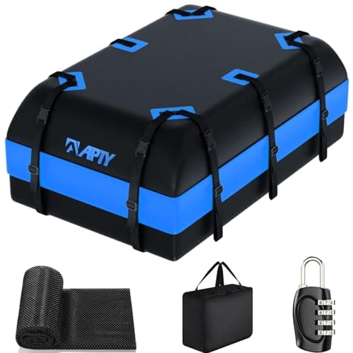 APTY 21 Cubic Feet Car Rooftop Cargo Bag Carrier, Soft Roof Top Luggage Bag for All Vechicles with/Without Racks - with Waterproof Zip, Luggage Lock, Anti-Slip Mat, Storage Bag, Door Hooks, Blue - Image 1