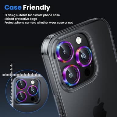WSKEN for iPhone 16 Pro/iPhone 16 Pro Max Camera Lens Protector - [Original Shooting Model] Shatterproof Ultra HD Tempered Metal Glass Camera Screen Protector Cover Film Accessories - Image 5