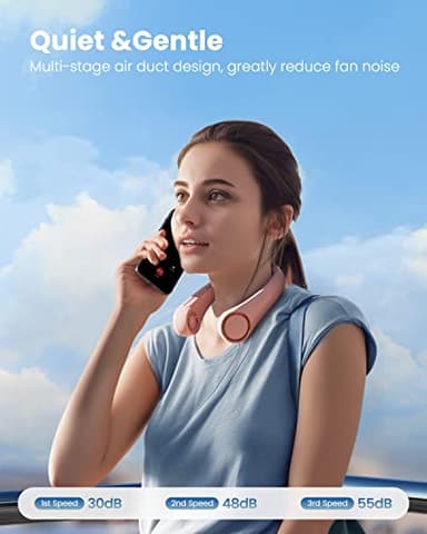 Gaiatop Portable Neck Fan Rechargeable, Hands-Free 360° Cooling, 17hrs Runtime, Battery Powered Personal Wearable Fan, Summer Outdoor Travel Essentials, Birthday Gifts for Women Mom Girls, Pink - Image 5