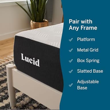 LUCID 10 Inch Memory Foam Mattress - Firm Feel - Infused with Bamboo Charcoal and Gel - Bed in a Box - Temperature Regulating - Pressure Relief - Breathable - Queen SizeQueen Size - Image 8