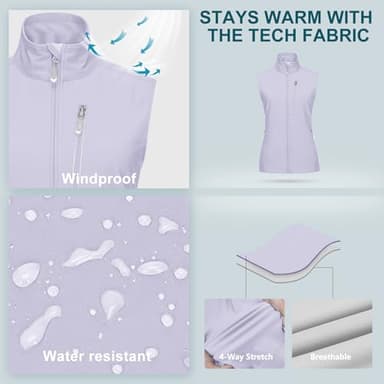 33,000ft Women's Lightweight Running Vest Outerwear with Pockets, Windproof Sleeveless Jacket for Golf Hiking Travel - Image 4