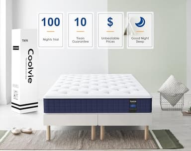 Coolvie Twin Mattress, 10 Inch Twin Size Hybrid Mattress, Individual Pocket Springs with Memory Foam, Bed in a Box, Cooler Sleep with Pressure Relief and Support - Image 8