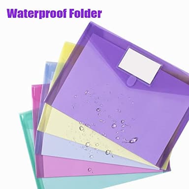 Sooez 5 Pack Plastic Envelopes Poly Envelopes, Clear Document Folders Plastic File Folders US Letter A4 Size File Folder with Label Pocket, Teacher School Office Supplies Organization, Assorted Color - Image 2