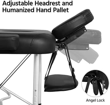 Yaheetech Massage Tables Portable Massage Bed Aluminium Height Adjustable Facial Salon Tattoo Bed with Non-Woven Bag, 28 inch Width Black - Image 5