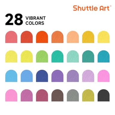 Shuttle Art 28 Colors Fabric Markers, Shirt Permanent Markers for Clothes Sneakers Jeans with 11 Stencils 1 Fabric Sheet, Fabric Pens for Kids Adult Painting Writing - Image 2