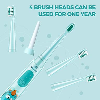 Vekkia Sonic Rechargeable Kids Electric Toothbrush, 3 Modes with Memory, Fun & Easy Cleaning, 24000 Strokes, IPX7 Waterproof, 2-Min Timer for Age 5+, 4 Soft Bristles(Blue) - Image 8