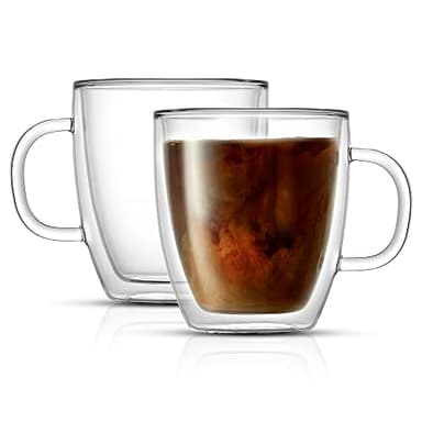 JoyJolt Savor Double Wall Insulated Glasses - Coffee Mugs (Set of 2) - 13.5-Ounces - Image 1