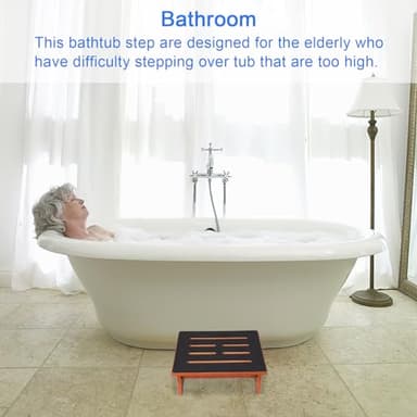 One Step Stool for Adults Seniors with Non-Slip Rubber Stepping Surface, Heavy Duty Wooden Step Stool with 450 LBS Capacity Bed Steps for High Beds, Bathroom, Bedroom, Kitchen & Kids Bedside Support - Image 8