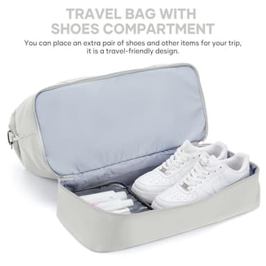 Spirit Airlines Personal Item Bag 18x14x8 Foldie Travel Duffel Bag Expandable Gym Sport Foldable Waterproof Weekender Carry On Overnight Luggage Weekend Bags Airplanes Women Men Eessentials,LightGrey - Image 4
