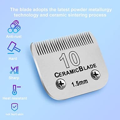 Detachable Pet Dog Grooming Clipper Ceramic Blade,Compatible with Andis Size 10 Cut Length 1/16"(1.5mm),Compatible with Oster A5,Wahl KM10 Series Clippers - Image 2