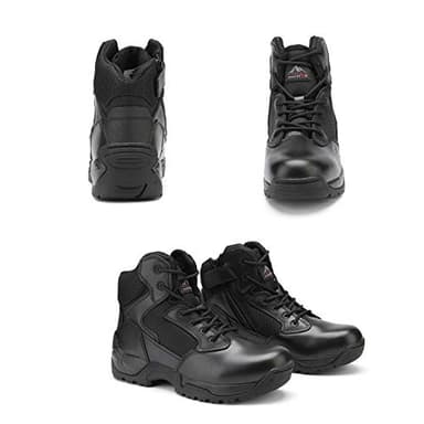 NORTIV 8 Mens Military Tactical Work Boots Side Zip Outdoor Hiking Leather Motorcycle Combat Boots,Size 14,Black-A,ALLOY - Image 7