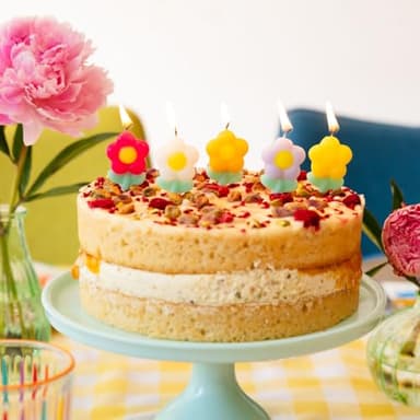 Talking Tables 5 x Daisy Flower Birthday Candles for Cakes Cake Topper Decoration Premium Quality colorful Floral Candle 1.5 Inches Height Recycled Packaging - Image 3